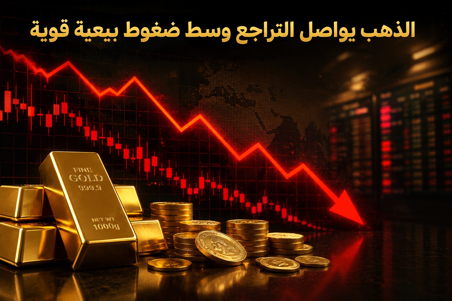 الذهب يواصل التراجع وسط ضغوط بيعية قوية